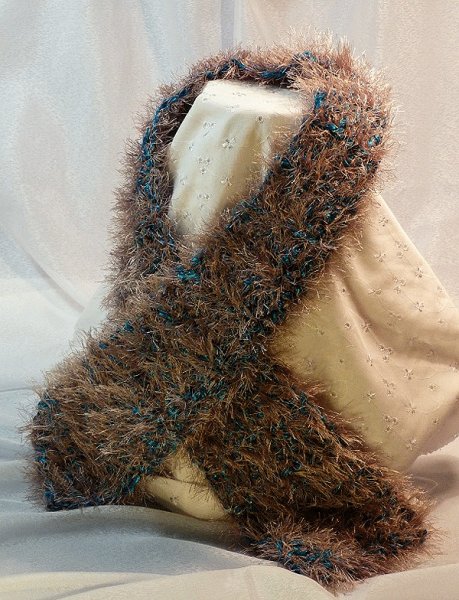 Peacock & mink scarf